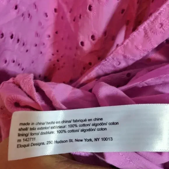 ELOQUII Elements Women’s Belted Eyelet Dress Puff Sleeve Mini Dress Plus Size 18 - Picture 8 of 10